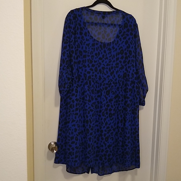 Torrid blue animal print sheer button up dress - Picture 3 of 6